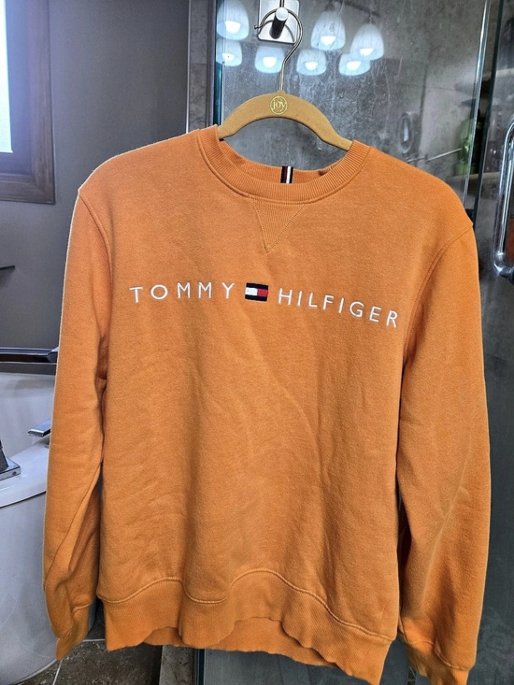Tommy Hilfiger Logo Embroidered Crewneck Sweatshirt Men's Orange Medium